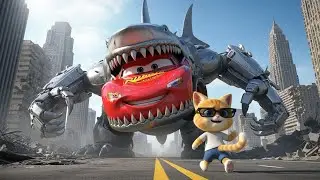 McQueen Transforms into a Shark Monster! CAT's Epic Rescue Mission 🚗➡️🦈 | CAT RACING