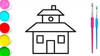 house drawing for kids with colour / house shape drawing / drawing for kids