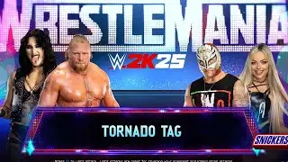 WWE 2k25 - Брок Леснар и Риа против Рея Мистерио и Лив Морган: командный матч 