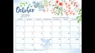 Free Printable October  2019 Calendar - Wiki-Calendar.Com