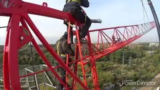 монтаж башенного крана saez 608 , нульовый ! муха тусовалась только в тапках !unpacking tower crane