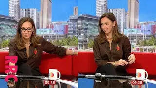 Sally Nugent }additional button open on brown shirt