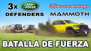 1000hp Hennessey Mammoth vs 3  Defenders: TIRA Y AFLOJA