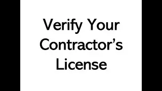 Verify Your Contractor's License