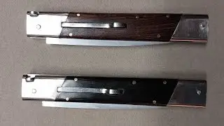Slant Bolster Switchblades in Buffalo horn and a Rosewood.