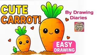Cute Carrot Drawing | Easy Kawaii Vegetable Art for Beginners | Step by Step Tutorial