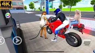 New motorbike red in gas station with girls 3D driving class#games #gameplay #motorbike