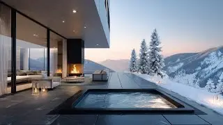 Animated Fireplace & Jacuzzi in the Mountains | Relaxing Background Video