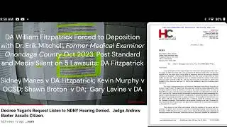 Judge Baxter Serious Misconduct re Desiree Yagan. DA Fitzpatrick Deposed Oct 19, 2023 NDNY Update