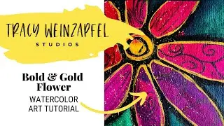 Bold & Gold Flower (Watercolor Art Tutorial)