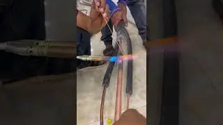 Welding copper pipe for install #copperfittings #garagelife  #welding #airconservice #comedymovies