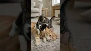 Sleeping Cat DGAF 🤣 Kittens Climb All Over Me! #shorts #kittens #cute