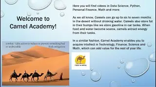 WC101 | Machine Learning | Artificial Intelligence | Data Science | Statistics | Camel Academy