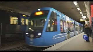 Sweden, Stockholm, tram night ride from Gullmarsplan to Sickla Kaj