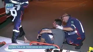 Homem pula de trincheira para escapar de linchamento