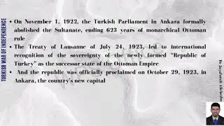 Turkish War of Independence and Major Treaties