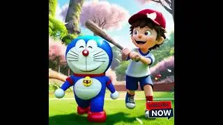 doraemon playing in garden