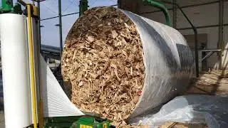 Orkel Wood Chip Baling Machine | Wrapped Biomass Bales