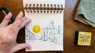 Watercolor Countryside Sunset #sunsetpainting #craftingwithbo #watercolorart #sketchingideas