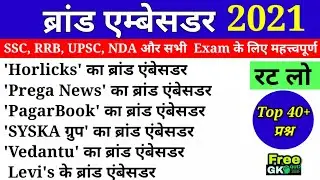 Brand Ambassador 2021| Important brand ambassador | Brand Ambassador 2021 | Current Affairs 2021