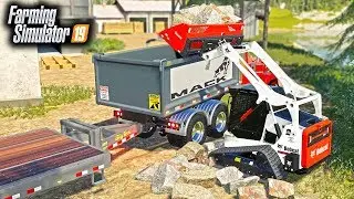 LOADING GIANT ROCKS FROM THE QUARRY! (LOADING WITH BOBCAT) | FARMING SIMULATOR 2019