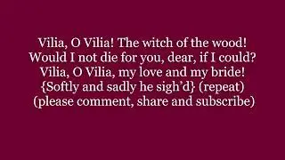 VILIA O VILJIA MERRY WIDOW Lehar Operetta Austria Hungarian Lyrics Words sing along song music