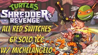 TMNT: Shredder's Revenge - All red dip switches 6P difficulty solo 1CC with Michelangelo