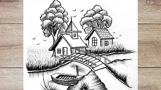 How to sketching satisfying canal bridge scenery