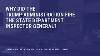Engel Remarks at Hearing of Firing the State Department Inspector General