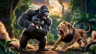 Epic Battle: Fearless King Kong Rescues Innocent Puppy from the Deadly Lion King 🦍🦁🐶