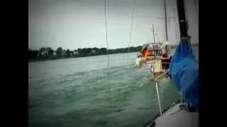 23. September 2012 Shark24 im Schleppverband den Rhein hoch bei Walluf