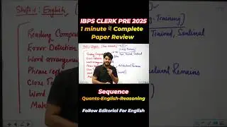 IBPS CLERK PRE SHIFT-1 English Paper Review 2025 #ibpsclerkprelims