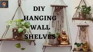 DIY Hanging Wall Shelves,How To Make Hanging Wall Rack,Making Floating wall shelf,Hanging Roap Shelf