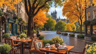 Autumn Morning Jazz in Scotland 🍁 Outdoor Coffee Shop in Edinburgh with Croissants & Cappuccino