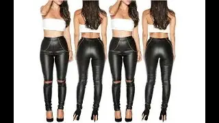 Womens Black Leather Pants