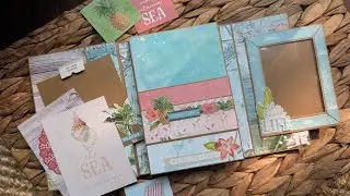 Trifold folio tutorial/Simple stories:Simple vintage coastal #scrapbooking #folio #minialbum #scrap