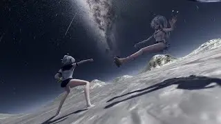 『MMD』弱音大戰初音，弱音初音還有洛天依三人居然打到了月球上！結局會是怎樣？