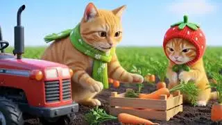Mama Cat Trims Fur on the Farm & Makes a Tiger Hat for Kittens 🐾🎩🐯