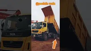 Tata dumper unloading stone in dumping area #tata #dumptruck #tiper #truck #trendingreels