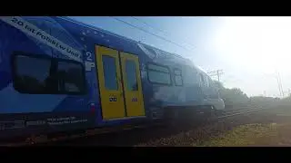Przejazd pociągu Kolei Śląskich 22WEd 012 Elf 2 Euro Pociąg 20 Lat Polski w UE przez PKP Zabrze