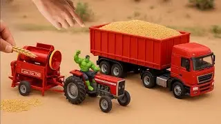 Mini Tractor Threshing Wheat | Amazing Village Machine Project | DIY Thresher Working video 2