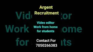 Video Editor Jobs | Argent Recruitment Contact for : 7050266383 #jobs #youtube #insta