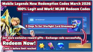 5Days to go! Mobile Legends New Redeem Codes March 27 2026 - MLBB Diamonds Redeem Codes + giveaway