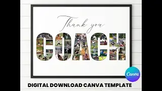 Coach Collage Frame Custom Personalized Gift For Sports, Baseball Football Volleyball Canva Template