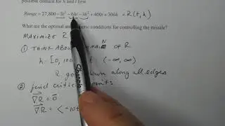 Calculus 3: Unconstrained Optimization (Missile) Part 1