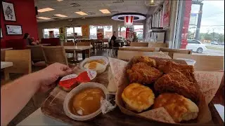 KFC POV $10 CHICKEN LEG WING THIGHS MASHED POTATOES GRAVY BISCUITS SAUCE ASMR EATING MUKBANG
