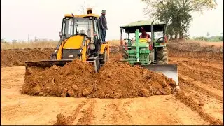 JCB 3dx Machine vs John Deere 5050 Mai Hua Khatarnak Leveling Mitti Dhakelte Hue Funny mukabla #jcb 
