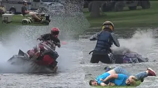 WATER CROSS CHAMPIONSHIPS FLAT ROCK INN SNOWMOBILES RACING ON WATER!!!