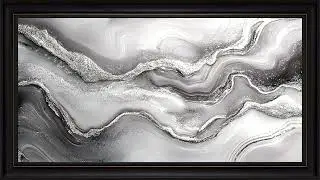 Silver Marble Abstraction Monochromatic Art: Framed TV Screensaver 4K