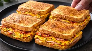 Вы еще никогда не ели такого вкусного завтрака – тосты с яйцом за 5 минут прямо со сковороды!
